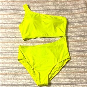 Yonique Electric Yellow Cut-Out Bikini